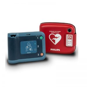 Philips Heart Start Defibrillator FRx  with red case, pre-installed Pads and Battery
