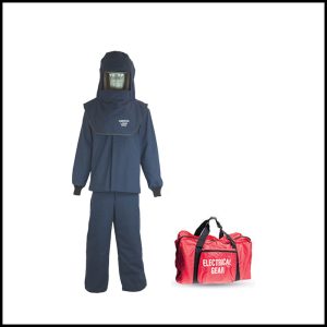 Oberon 40 Cal Lan Arc Flash Hood, Coats And Bib Overalls Suit Set Without Ventilating Fans 2X Large LNS4B-2XL