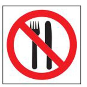 Prohibition safety sign - Eating Prohibited
