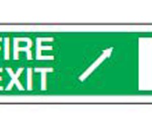 Safe Fire Exit Door Up Right Sign Landscape