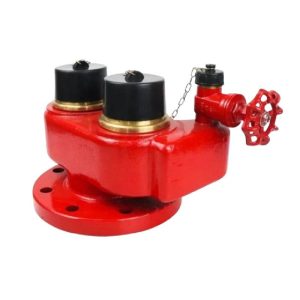 Wetplug - Cast Iron Breeching Inlet 4'' x 2-way Male Instantaneous Coupling with NRV to BS336 Flanged Outlet with 1'' Brass Gate Valve - WP-422